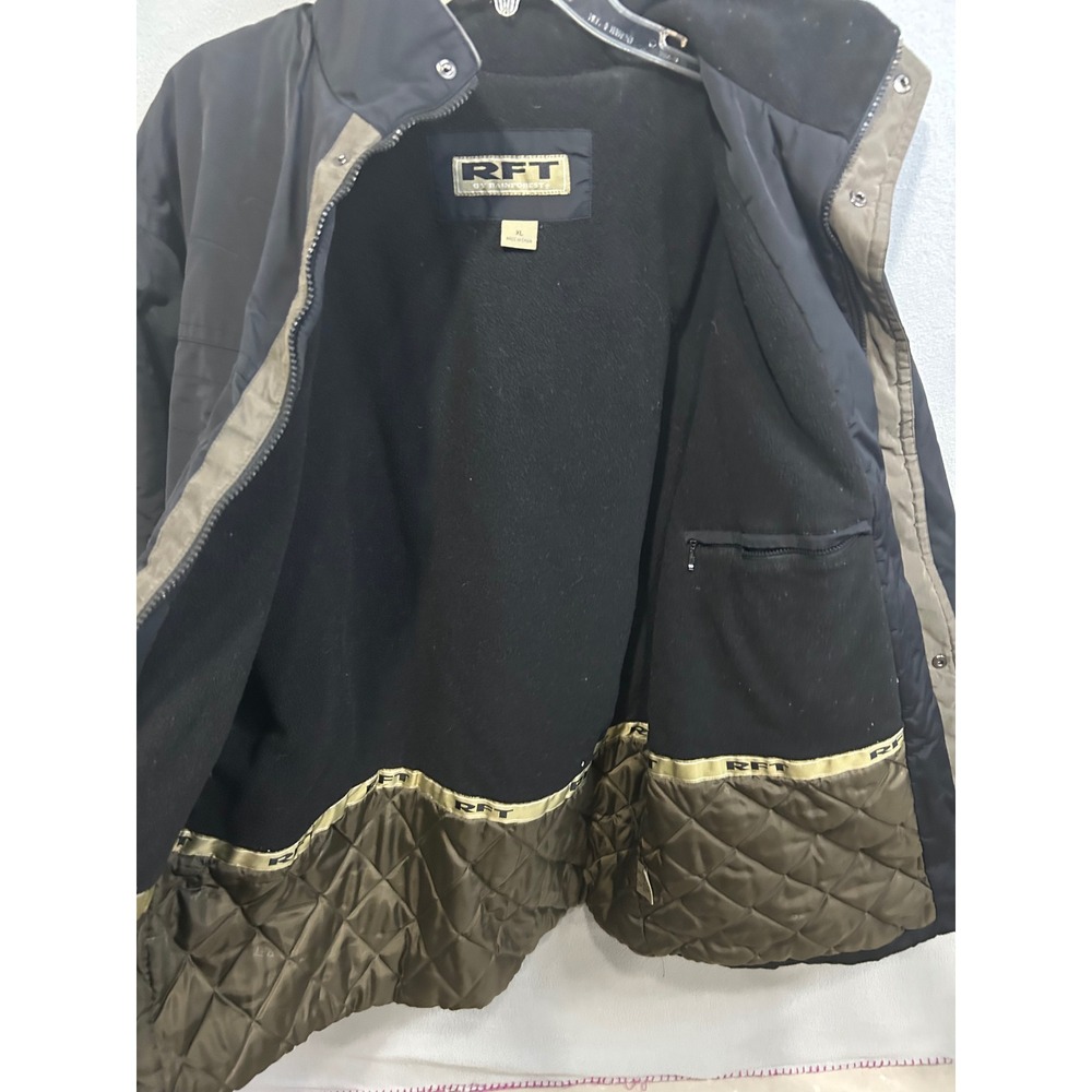 RFT Mens Black Quilted Lined Full Zip Jacket‎ Size XL Casual Warm Outerwear